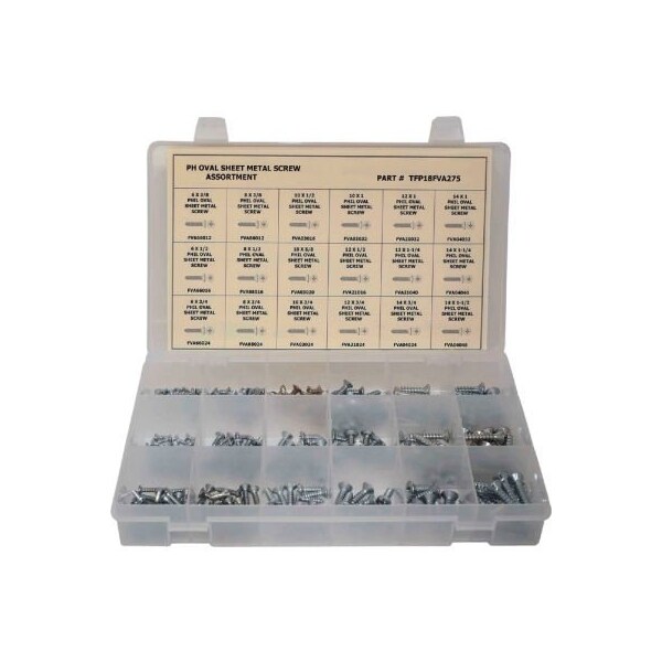 Sheet Metal Screw Assortment, Steel, Zinc Plated Finish